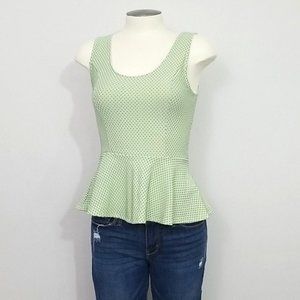 Swiss Dot Peplum Sleeveless Top